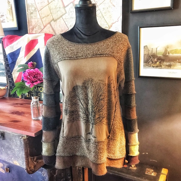 Sweaters - Upcycled hand crafted mixed media sweater